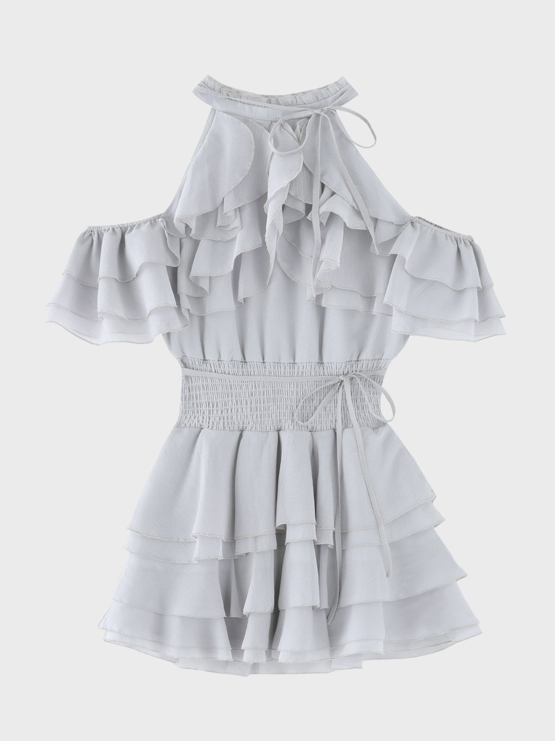 【Pre Order】Lame chiffon mellow halter mini onepiece(eme10856)