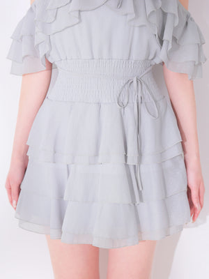 【Pre Order】Lame chiffon mellow halter mini onepiece(eme10856)