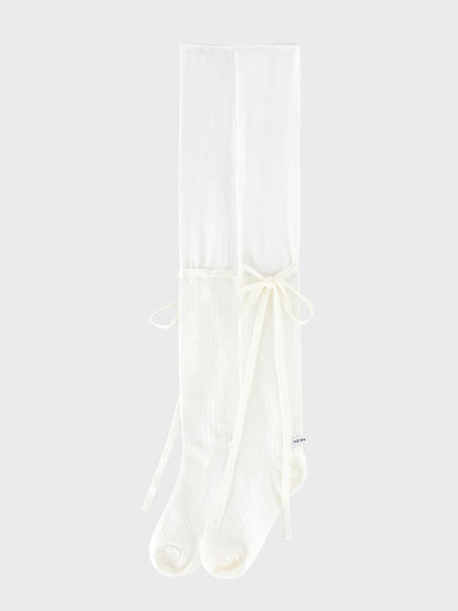 Twin ribbon knee high socks(eme10857)