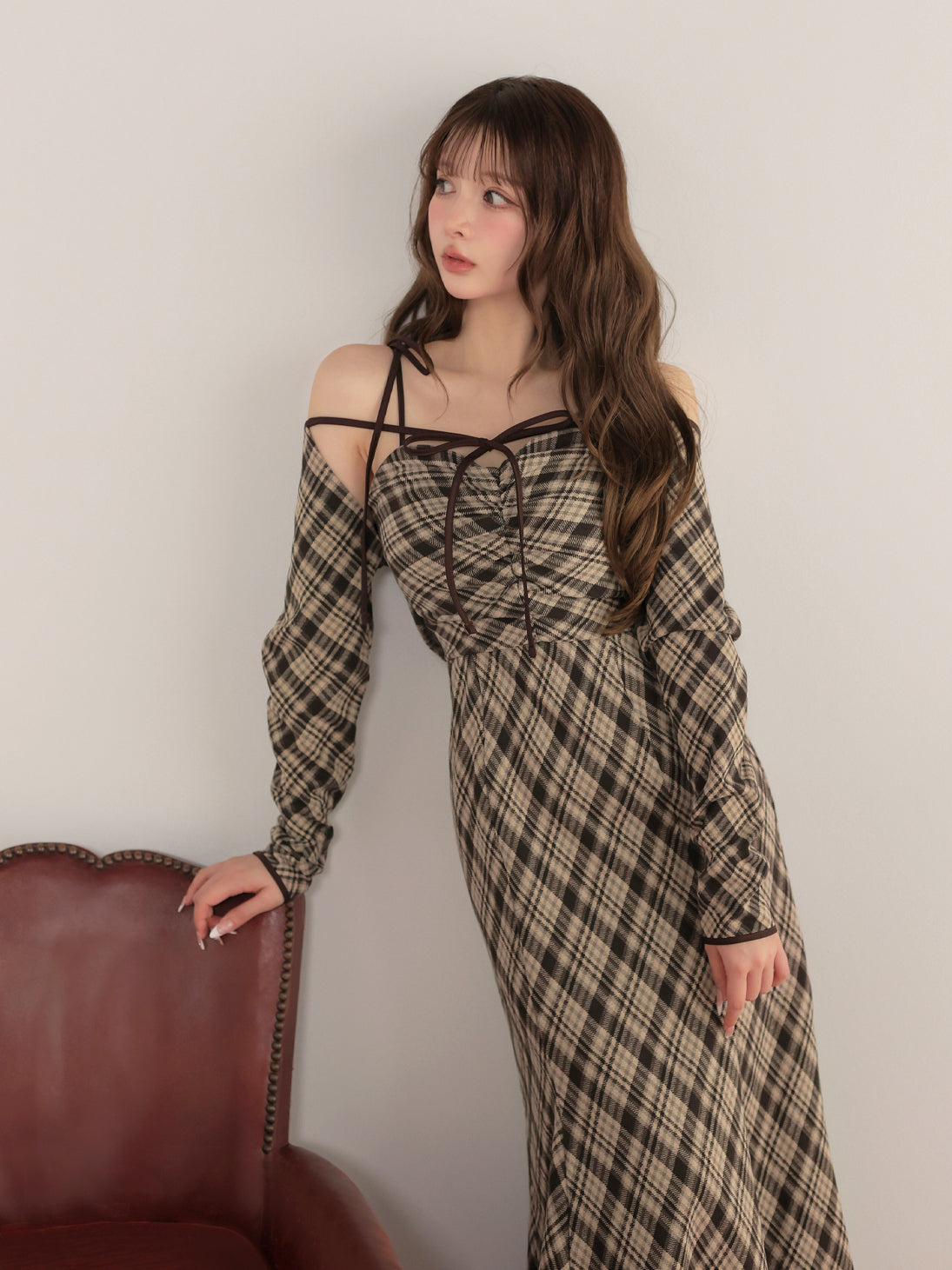 model：160cm　(size：F　color：Brown)