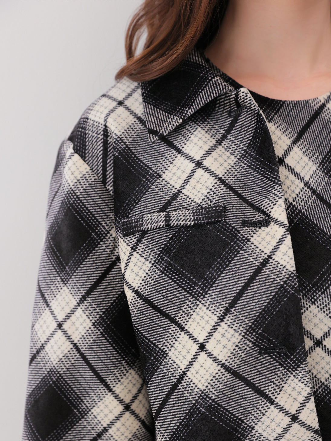Check shirt collar cropped jacket(eme10865)
