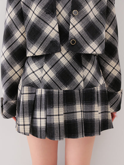 Check shirt collar cropped jacket(eme10865)