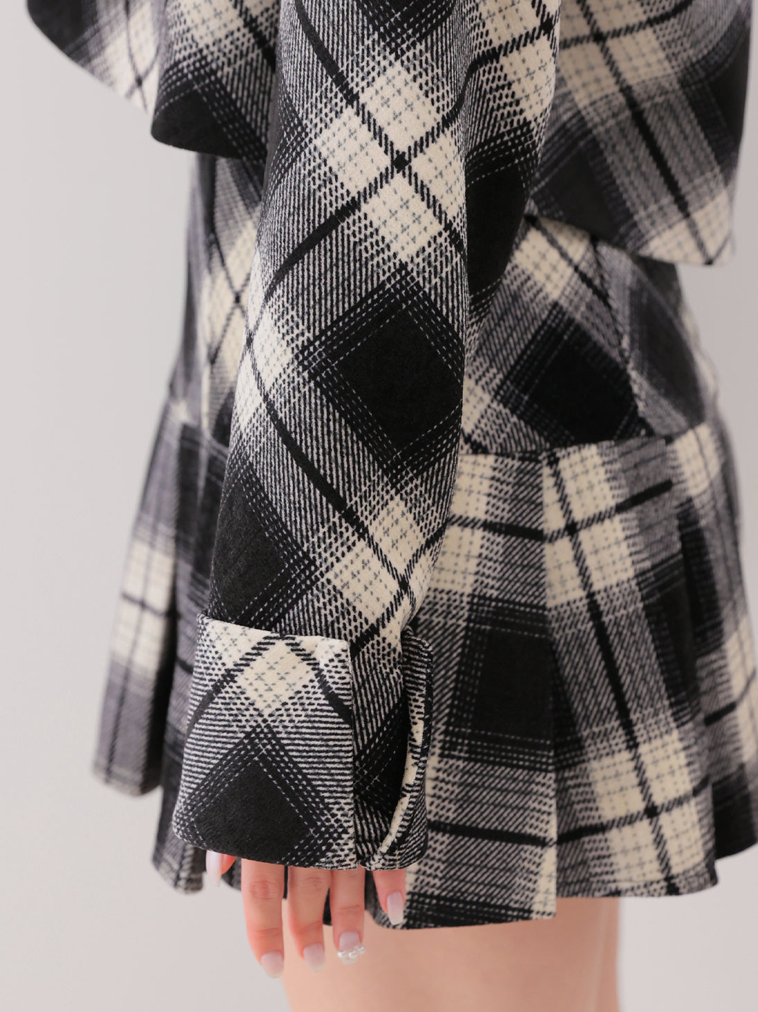 Check shirt collar cropped jacket(eme10865)