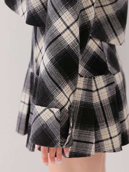 Check shirt collar cropped jacket(eme10865)