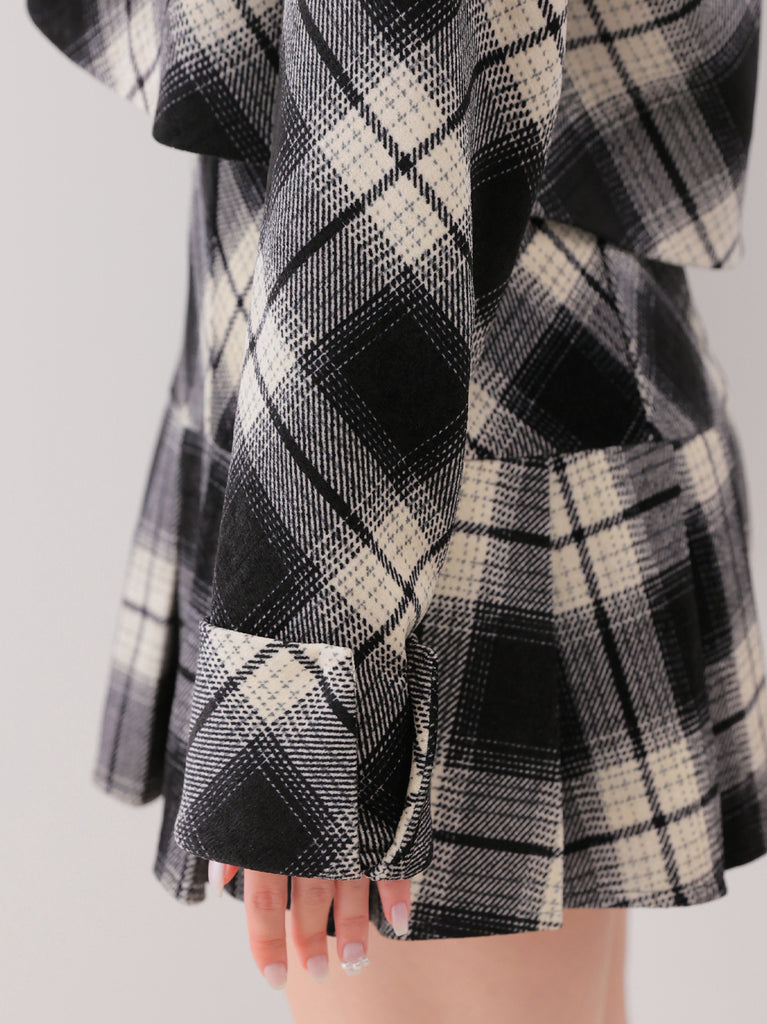 Check shirt collar cropped jacket(eme10865)