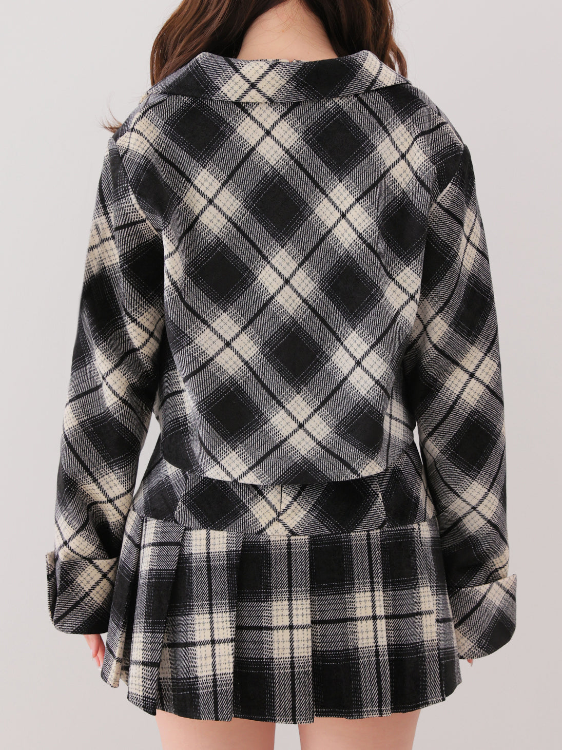 Check shirt collar cropped jacket(eme10865)