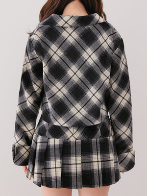 Check shirt collar cropped jacket(eme10865)
