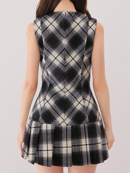 Ombre check pleats mini onepiece(eme10864)