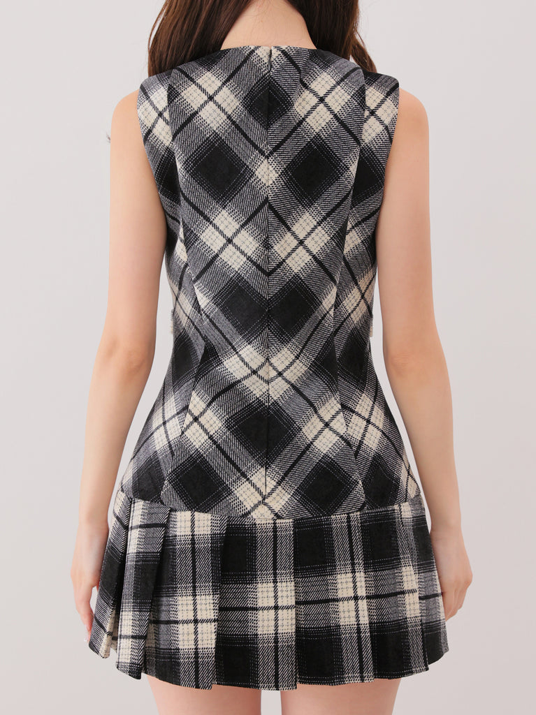 Ombre check pleats mini onepiece(eme10864)