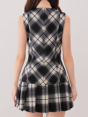 Ombre check pleats mini onepiece(eme10864)