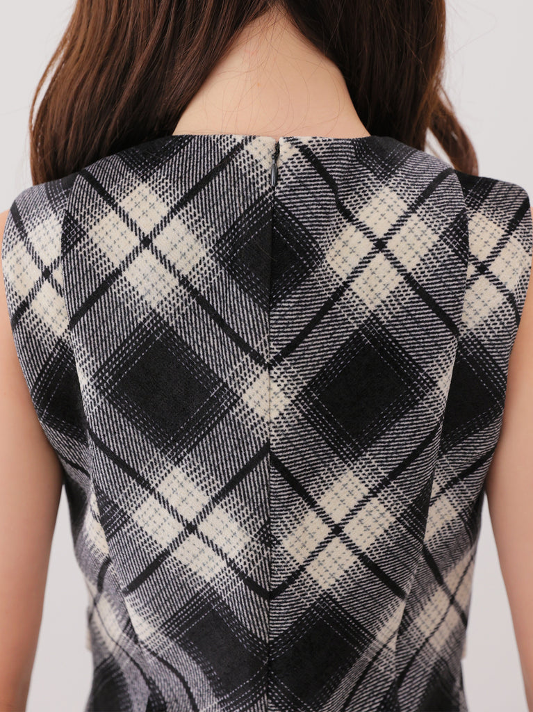 Ombre check pleats mini onepiece(eme10864)