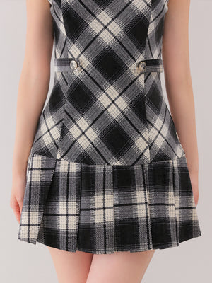 Ombre check pleats mini onepiece(eme10864)