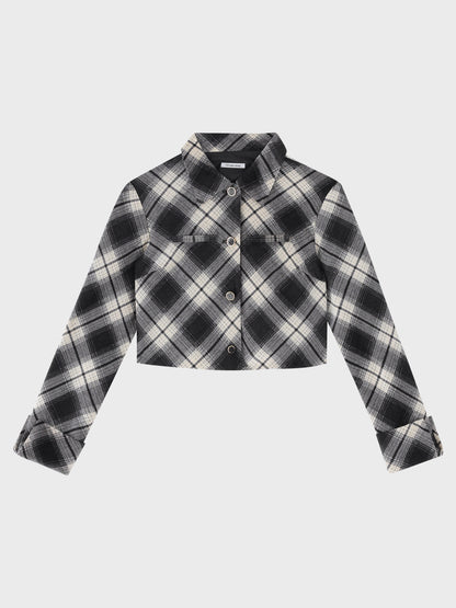 Check shirt collar cropped jacket(eme10865)