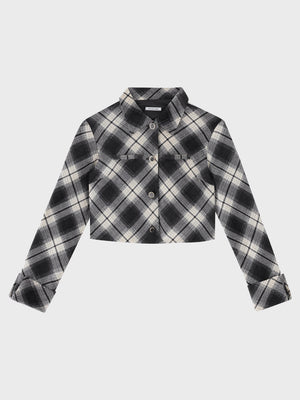 Check shirt collar cropped jacket(eme10865)