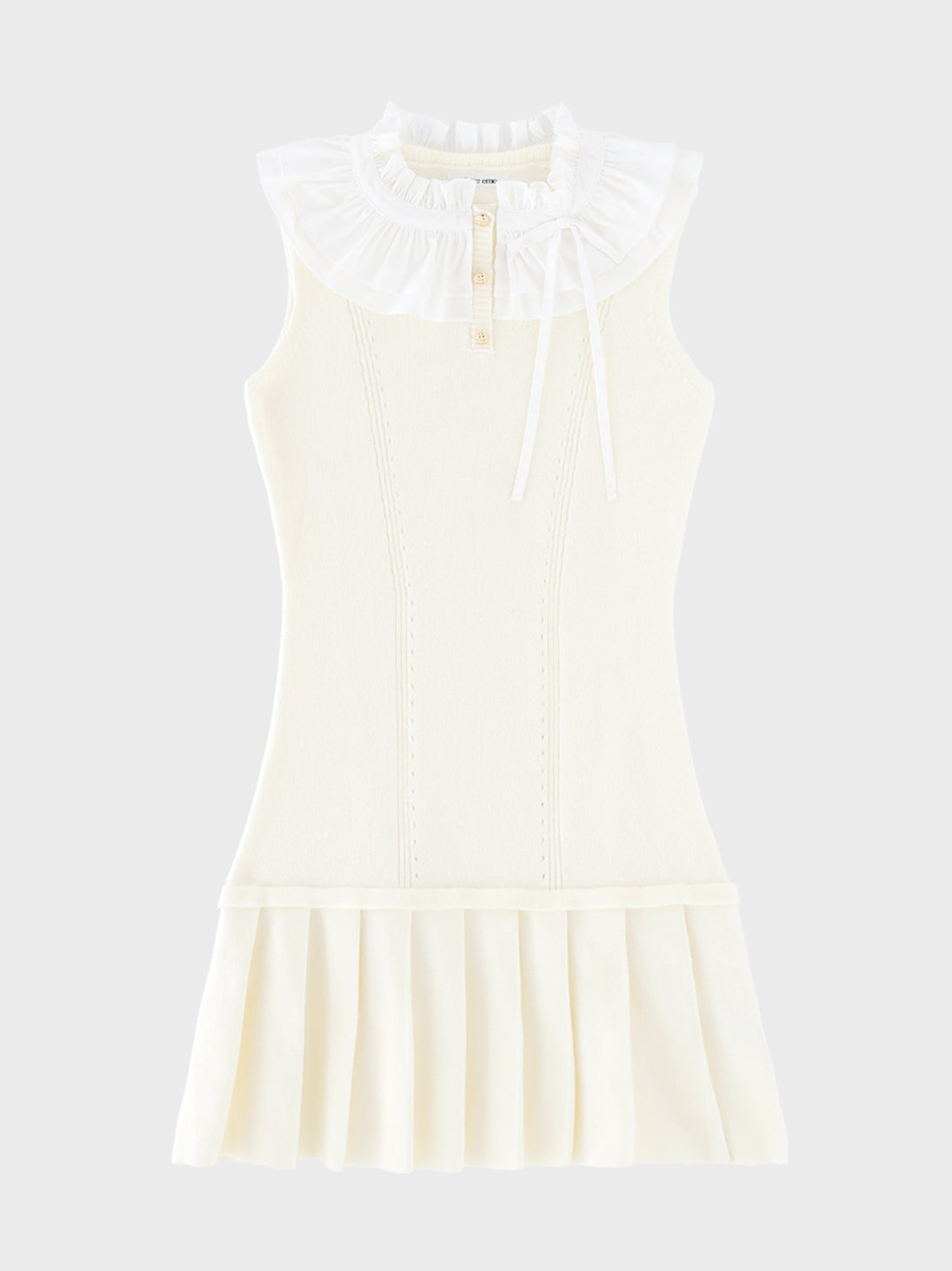 【Pre Order】Frill collar ribbon rib mini onepiece(eme10868)