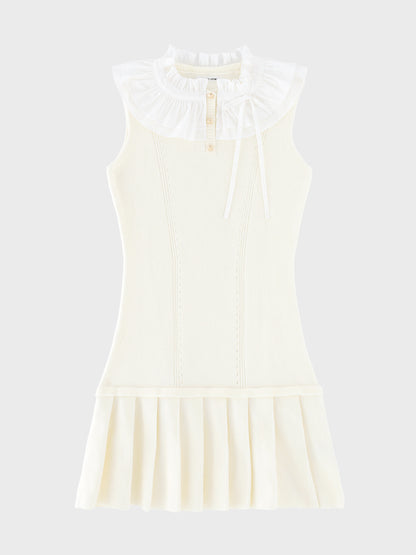 【Pre Order】Frill collar ribbon rib mini onepiece(eme10868)