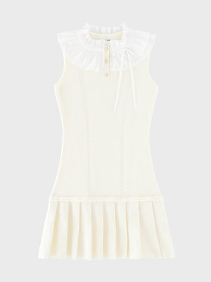 【Pre Order】Frill collar ribbon rib mini onepiece(eme10868)