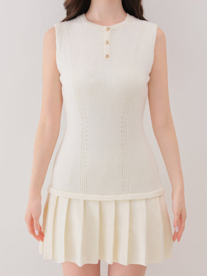 【Pre Order】Frill collar ribbon rib mini onepiece(eme10868)