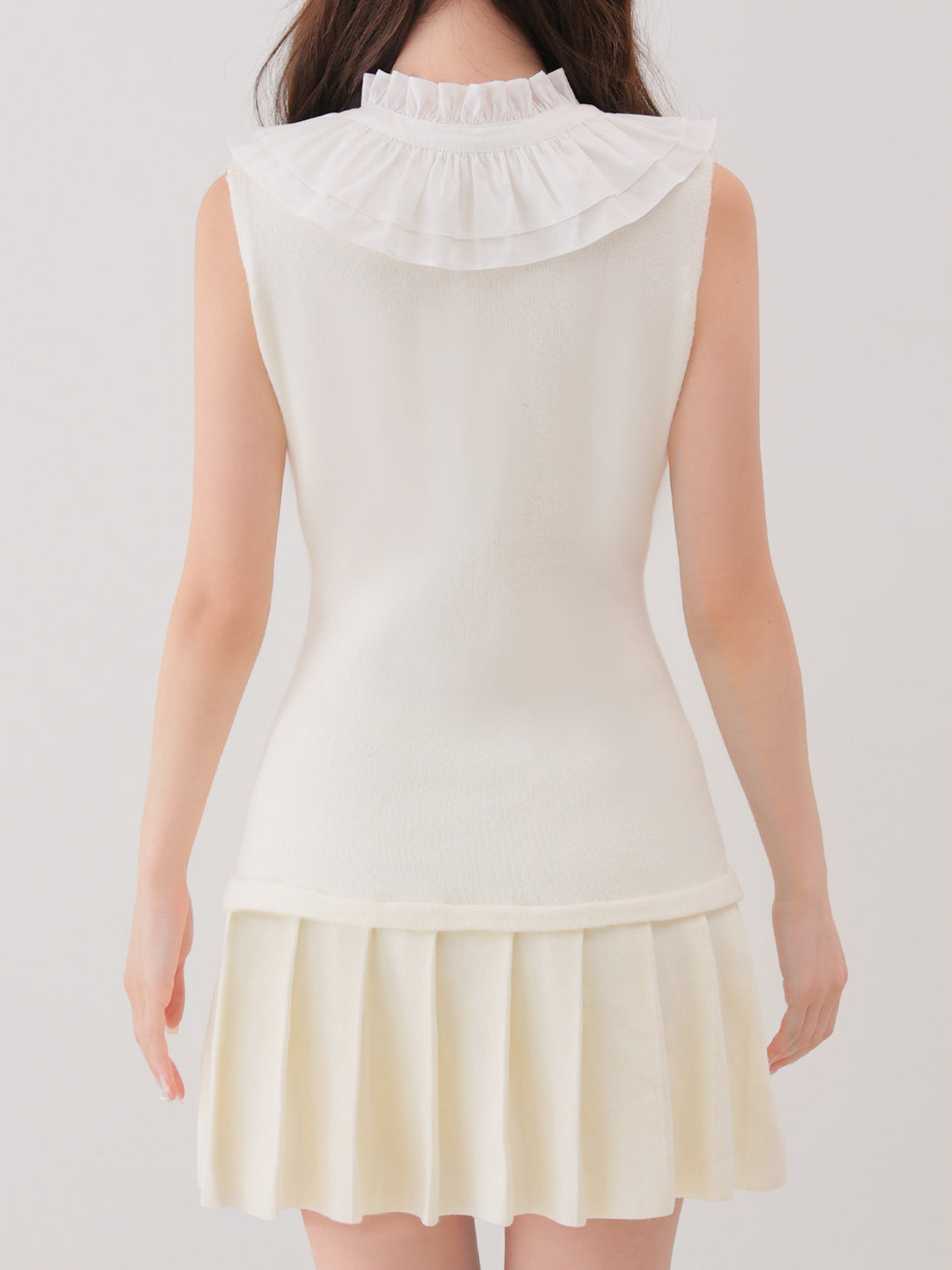 【Pre Order】Frill collar ribbon rib mini onepiece(eme10868)