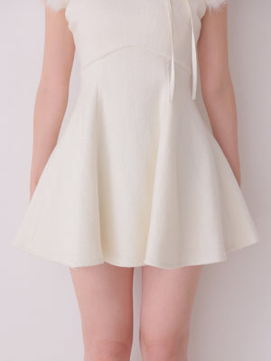 Fur sleeve ribbon mini onepiece(eme10870)