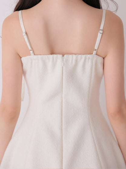 Fur sleeve ribbon mini onepiece(eme10870)