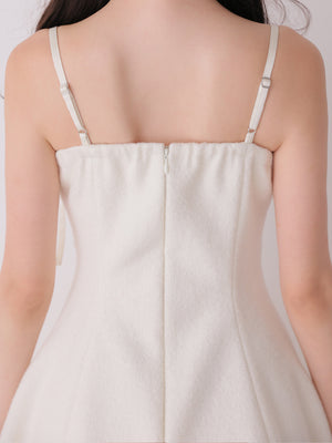 Fur sleeve ribbon mini onepiece(eme10870)