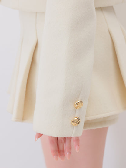 【Pre Order】Noble bicolor ribbon melton jacket(eme10871)