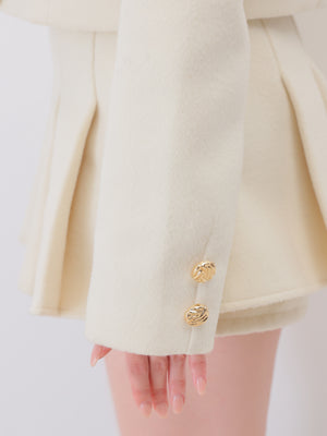 【Pre Order】Noble bicolor ribbon melton jacket(eme10871)