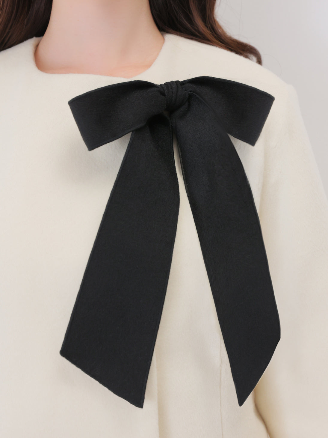 【Pre Order】Noble bicolor ribbon melton jacket(eme10871)