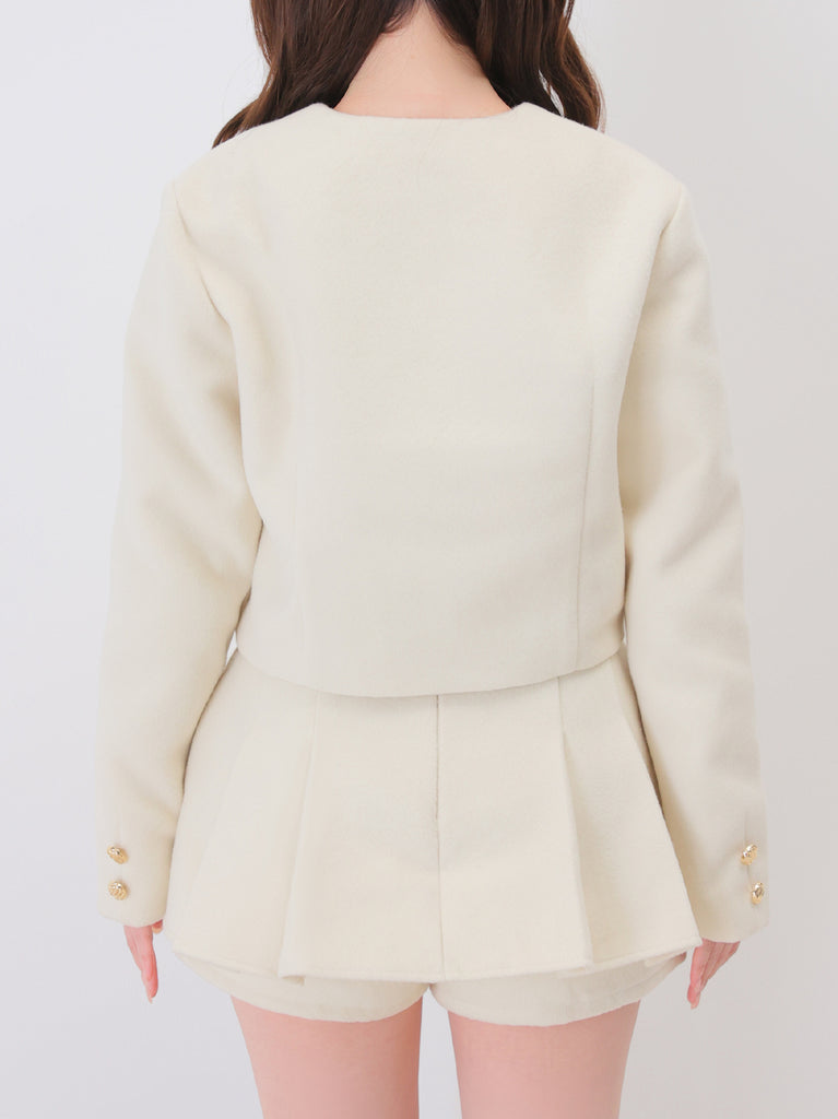 【Pre Order】Noble bicolor ribbon melton jacket(eme10871)