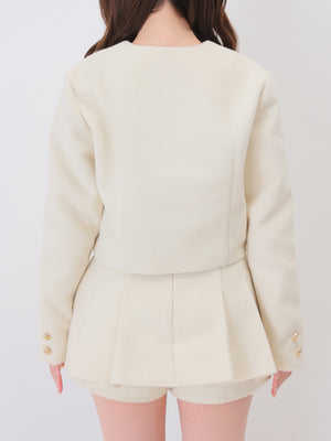 【Pre Order】Noble bicolor ribbon melton jacket(eme10871)