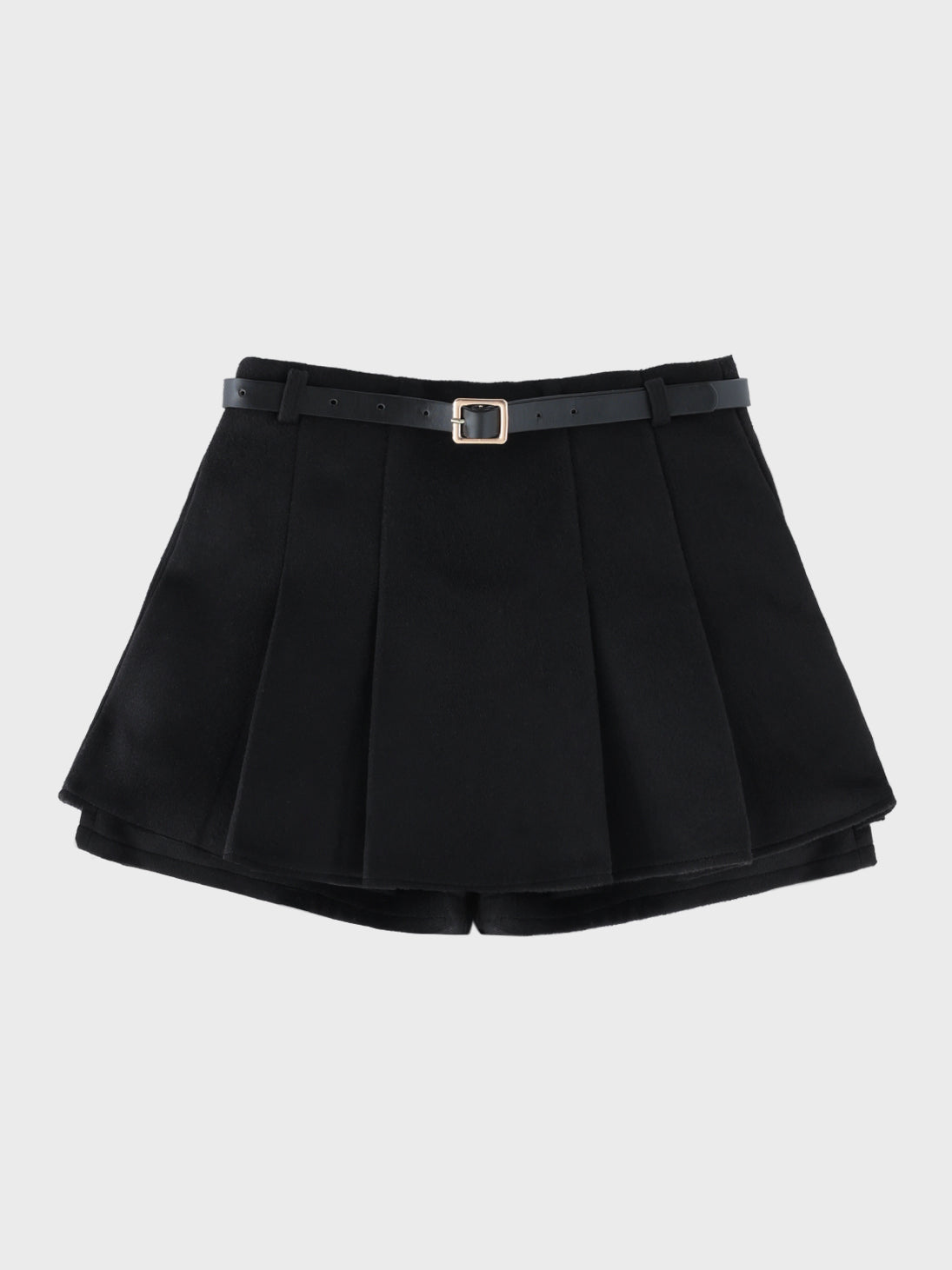 Layered pleats melton skirt(eme10872)