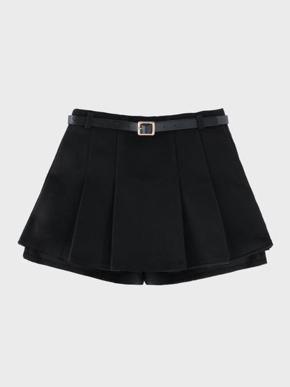Layered pleats melton skirt(eme10872)