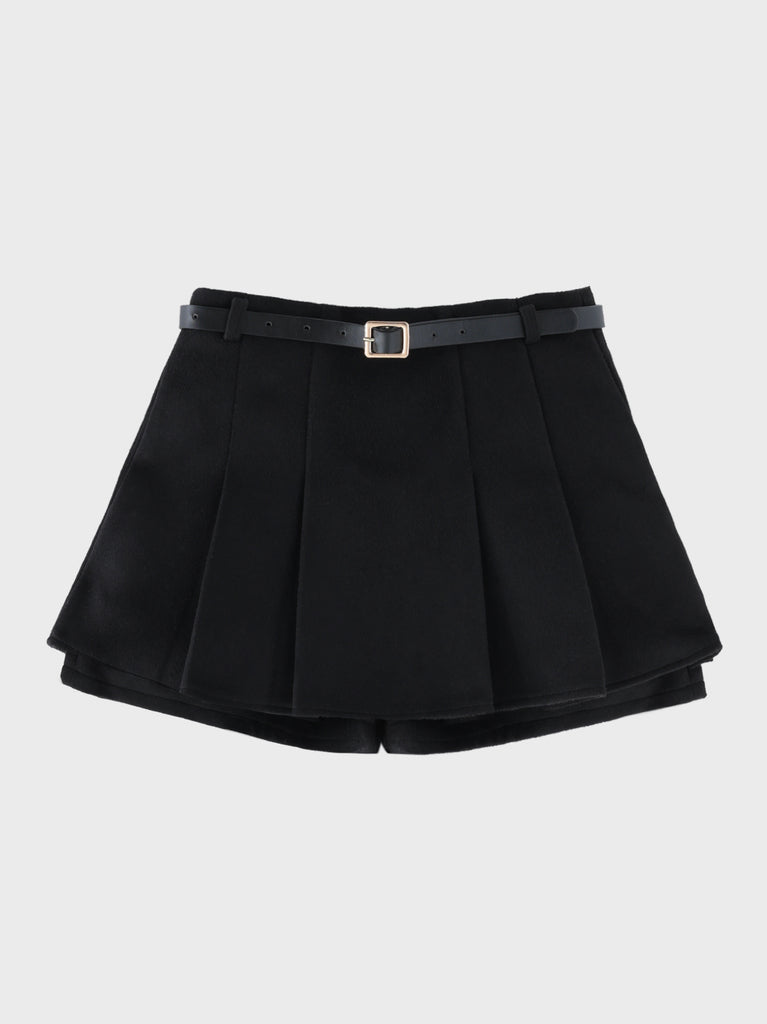 Layered pleats melton skirt(eme10872)