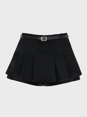Layered pleats melton skirt(eme10872)