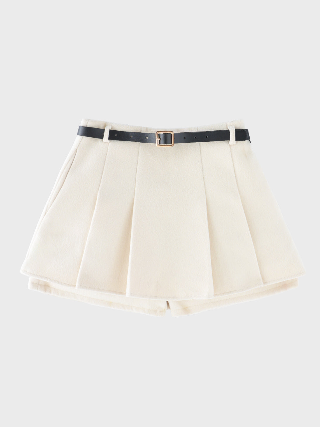 Layered pleats melton skirt(eme10872)