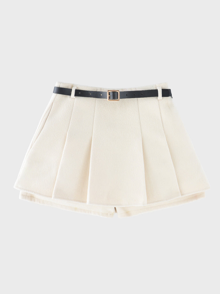 Layered pleats melton skirt(eme10872)