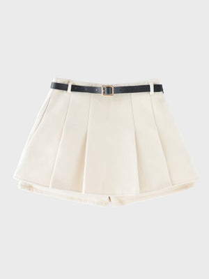 Layered pleats melton skirt(eme10872)