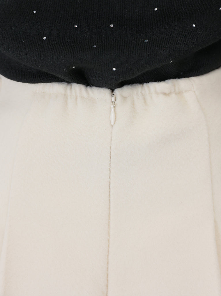 Layered pleats melton skirt(eme10872)