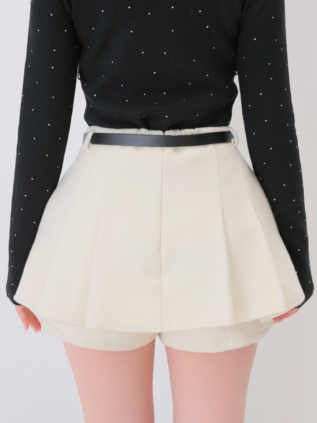 Layered pleats melton skirt(eme10872)