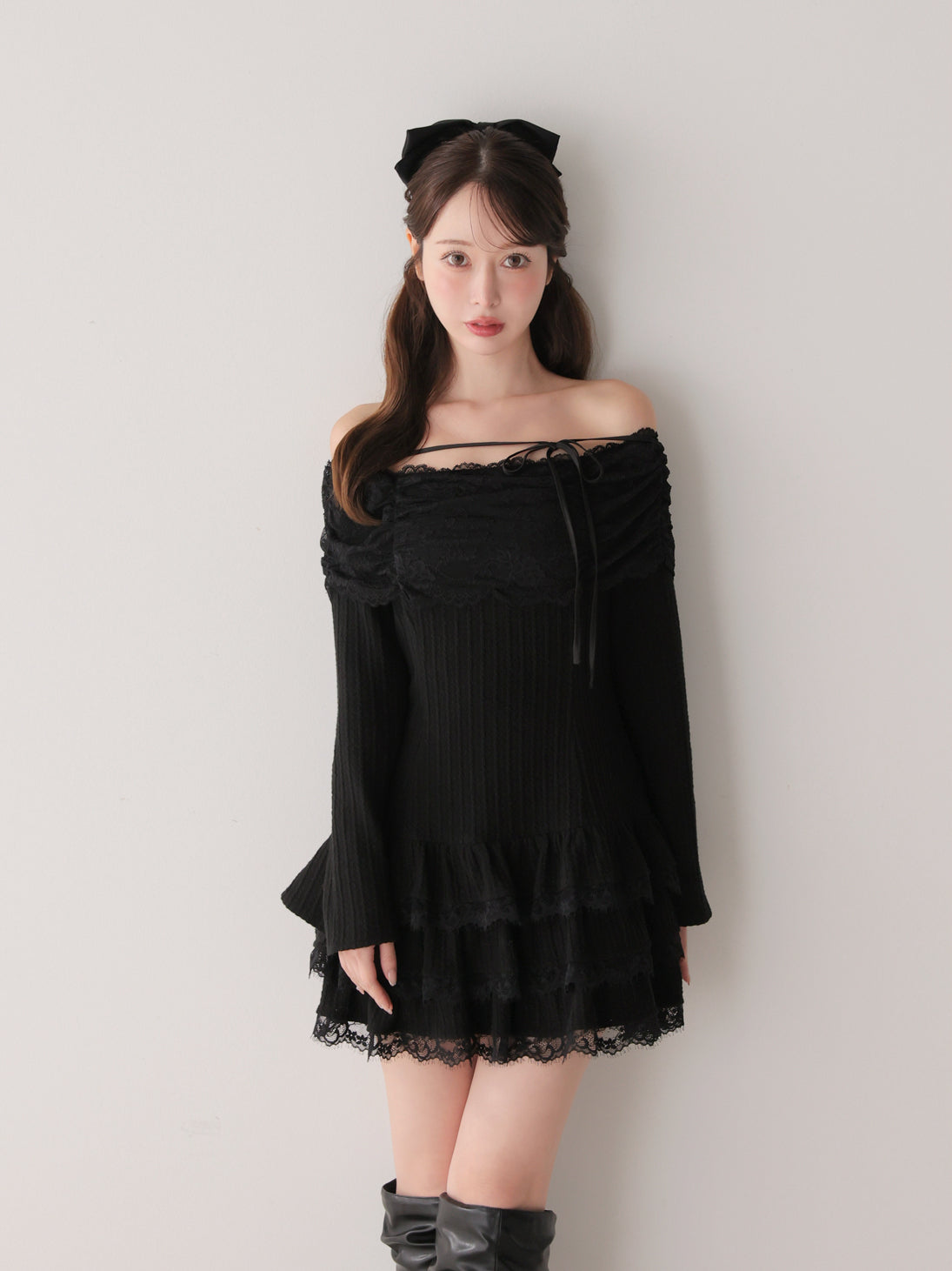 model：162cm　(size：F　color：Black)
