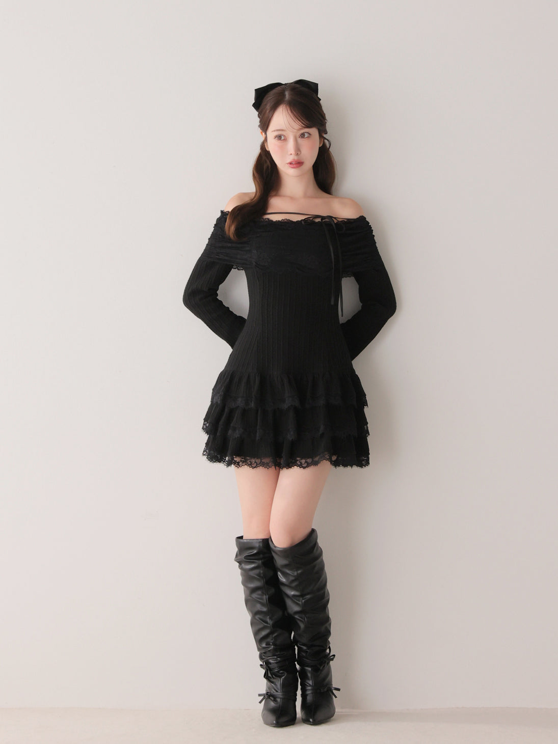 model：162cm　(size：F　color：Black)