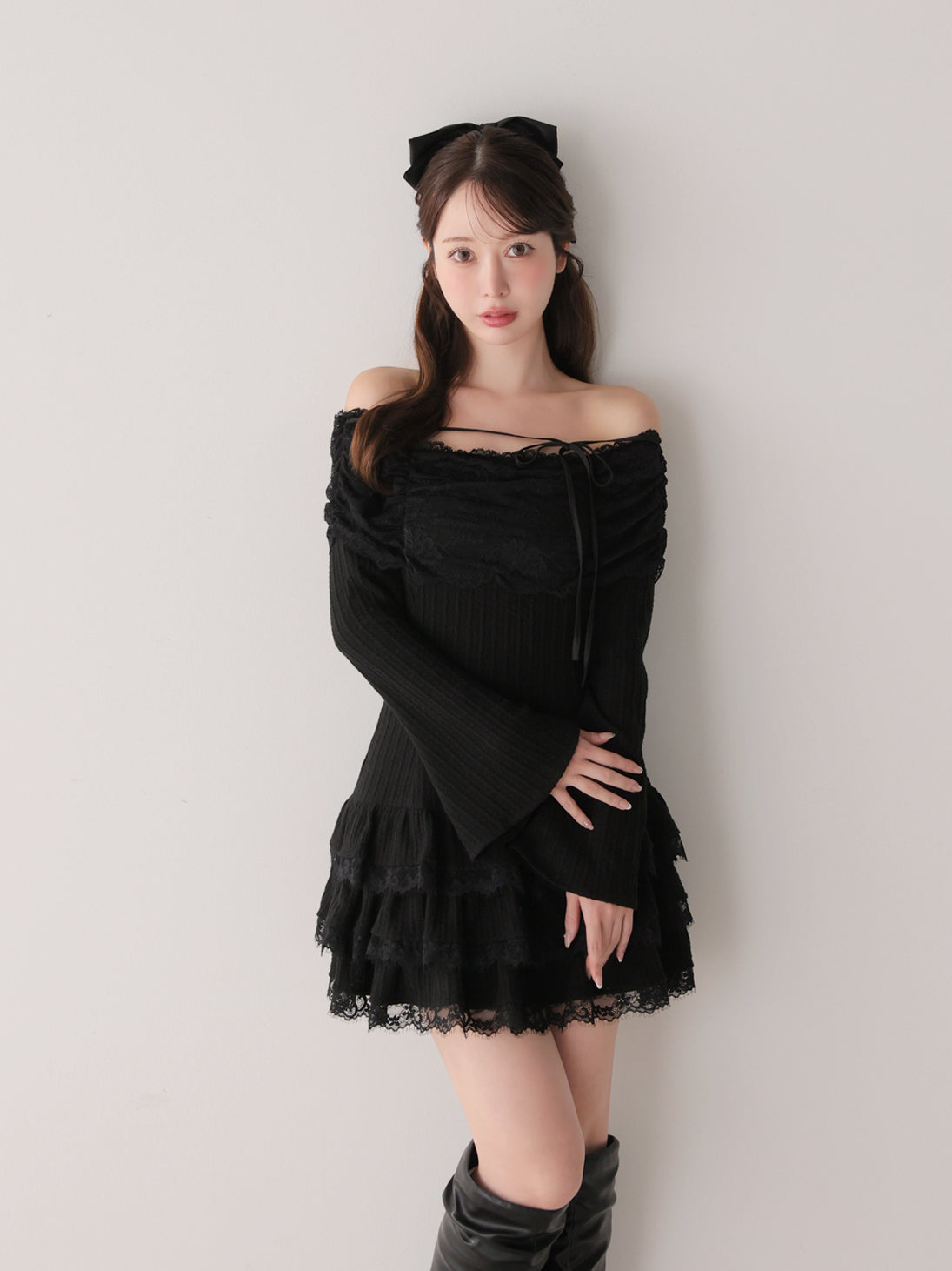 model：162cm　(size：F　color：Black)