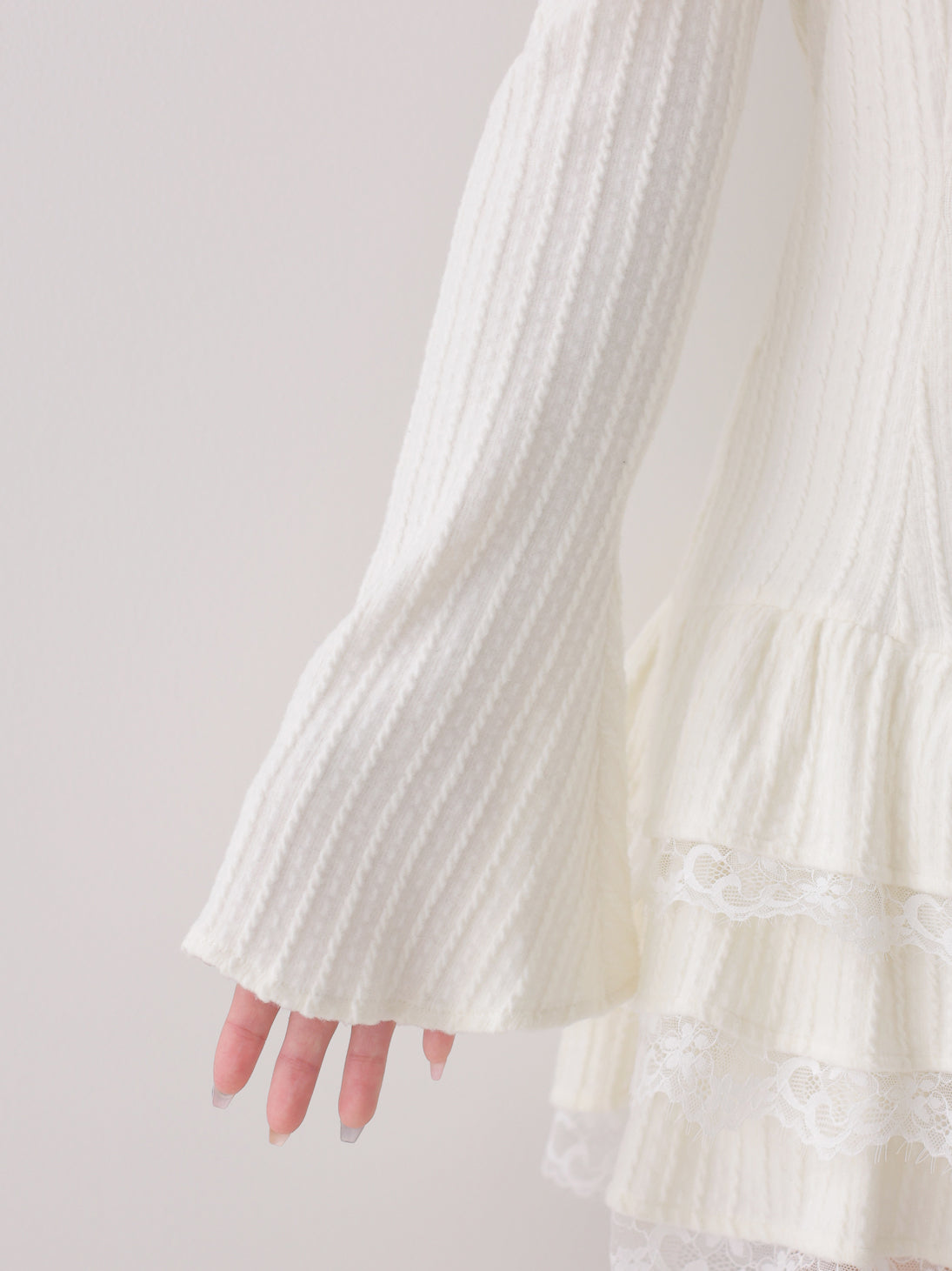 Ribbon lace gather tiered mini onepiece(eme10873)
