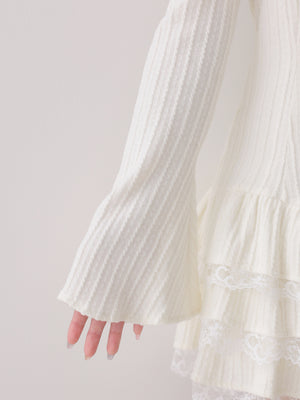 Ribbon lace gather tiered mini onepiece(eme10873)