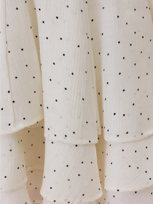 【Pre Order】Bell sleeve dot lame chiffon mini onepiece(eme10875)