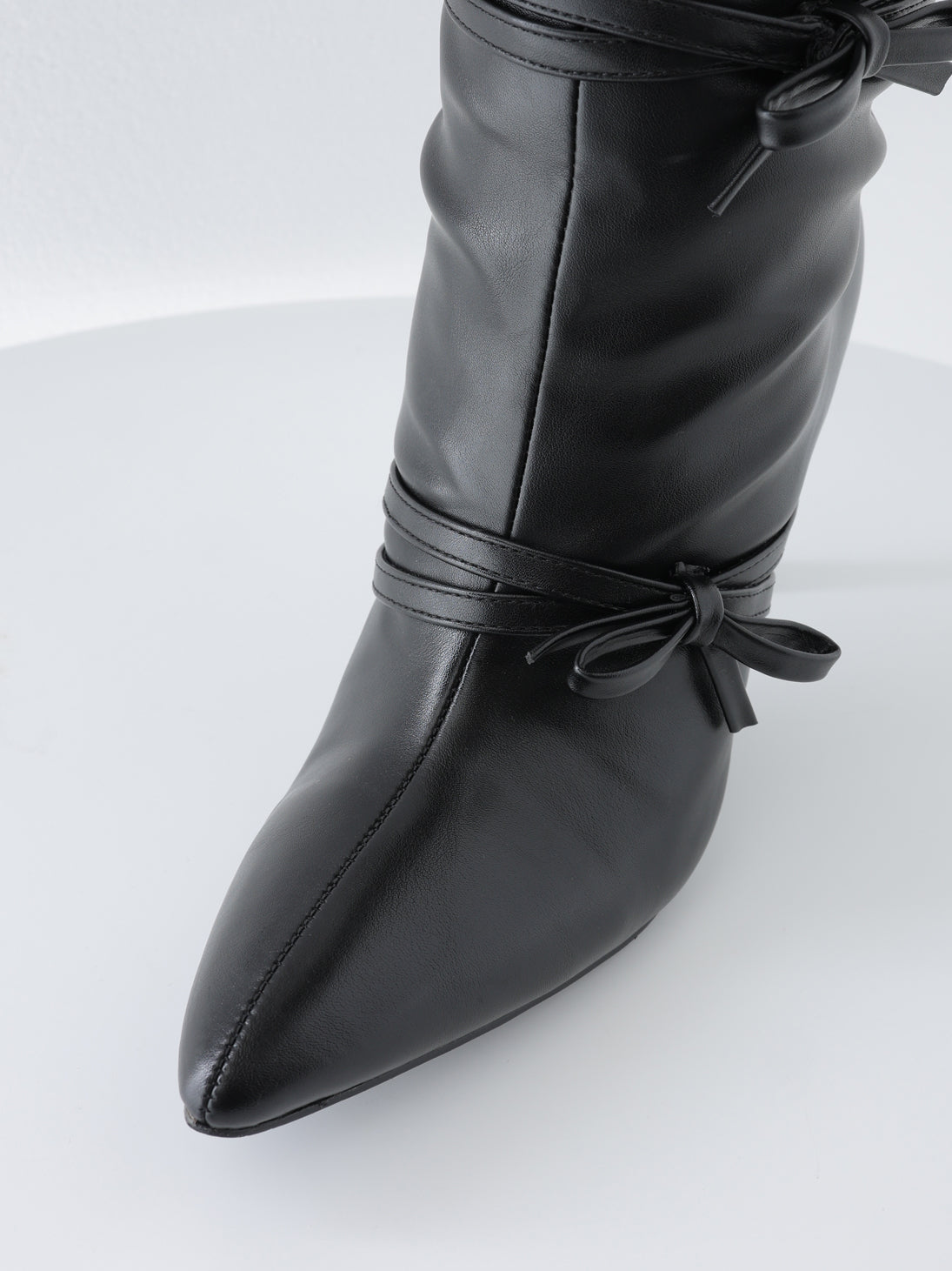 Cherie ribbon gathered long boots(eme10876)