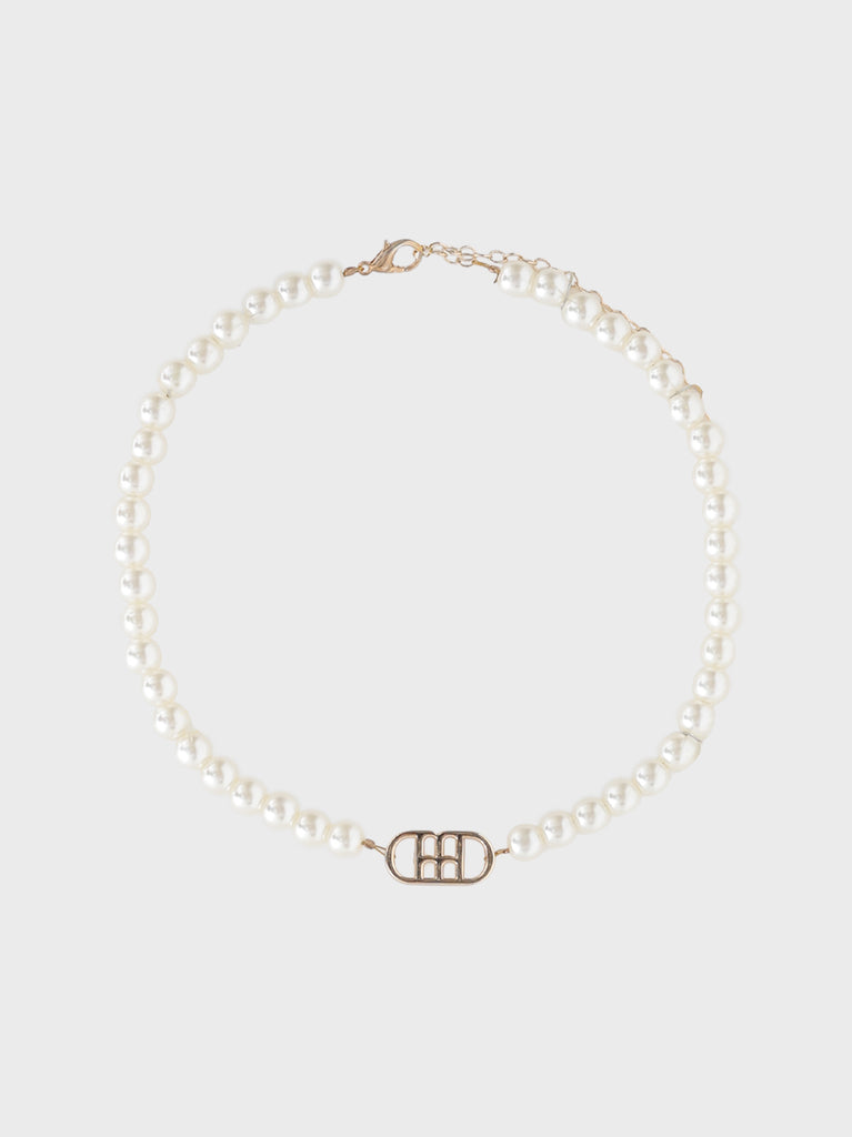 【Pre Order】Logo pearl choker(eme10877)