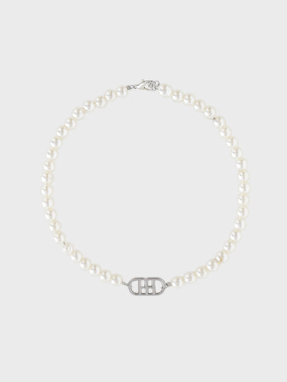 【Pre Order】Logo pearl choker(eme10877)