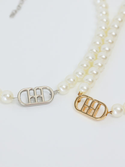 【Pre Order】Logo pearl choker(eme10877)